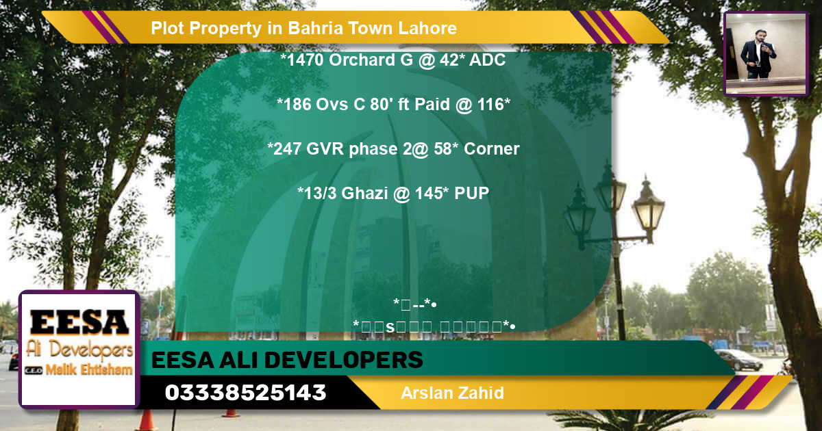 Residential Plot for Sale in Bahria Town, Lahore - (BP-74629)