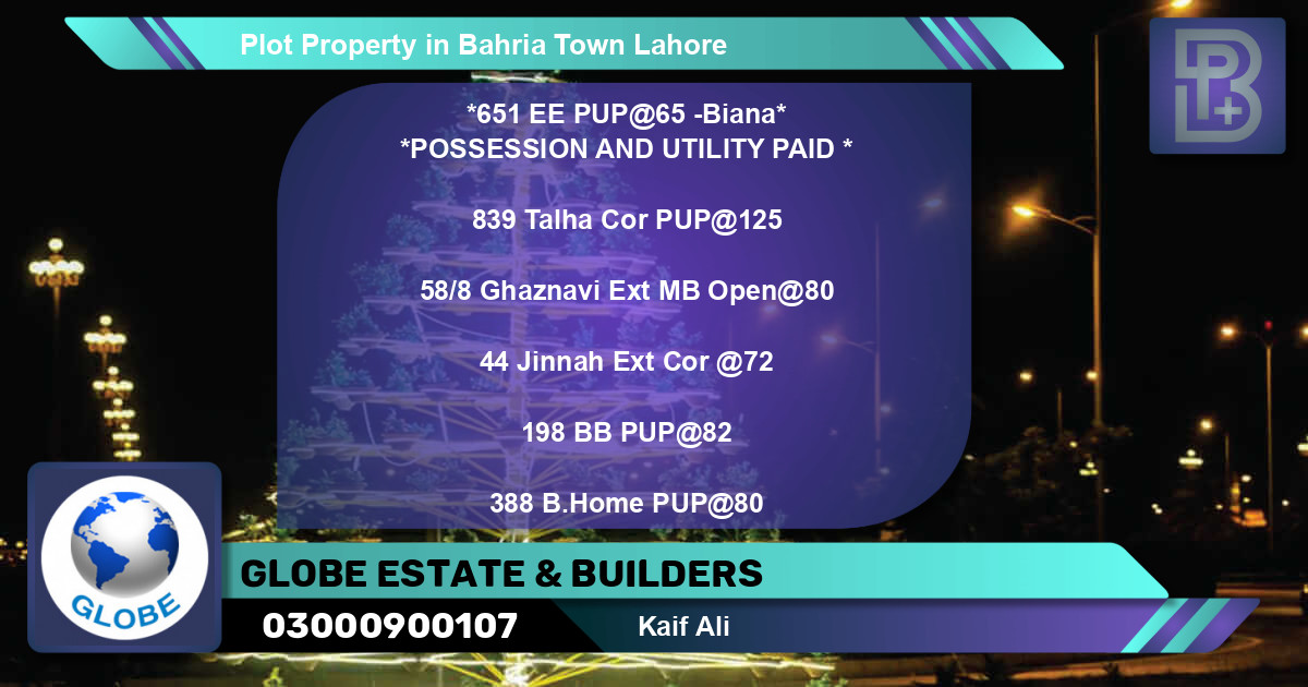 Residential Plot for Sale in Bahria Town, Lahore - (BP-74643)