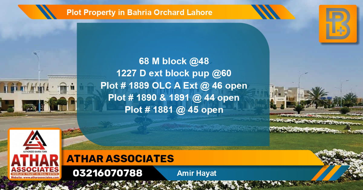 Residential Plot for Sale in Bahria Orchard, Lahore - (BP-74657)