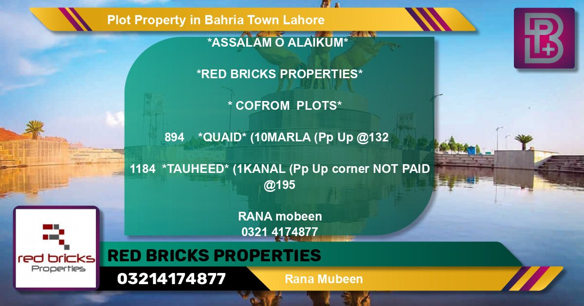 Residential Plot for Sale in Bahria Town, Lahore - (BP-74675)