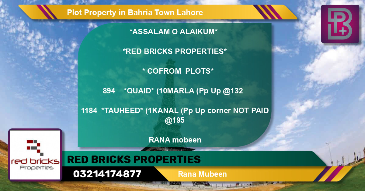 Residential Plot for Sale in Bahria Town, Lahore - (BP-74676)