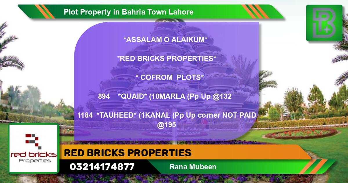 Residential Plot for Sale in Bahria Town, Lahore - (BP-74677)