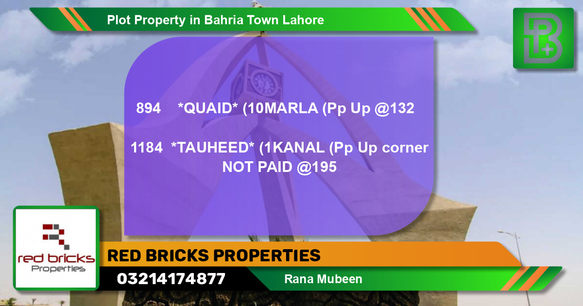 Residential Plot for Sale in Bahria Town, Lahore - (BP-74680)