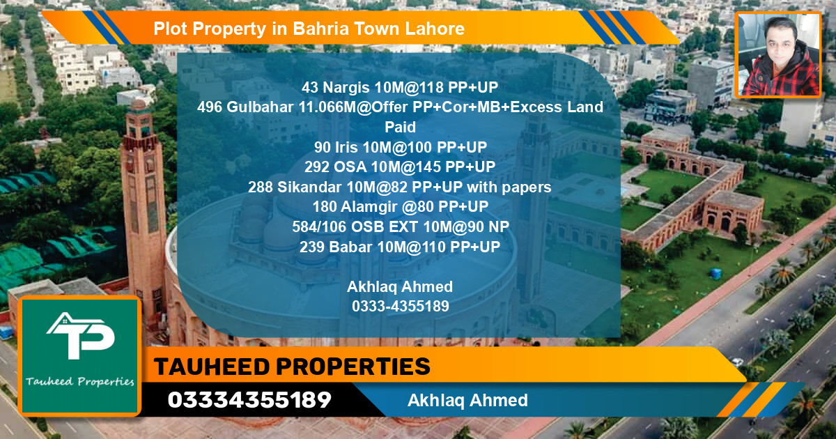 Residential Plot for Sale in Bahria Town, Lahore - (BP-74704)