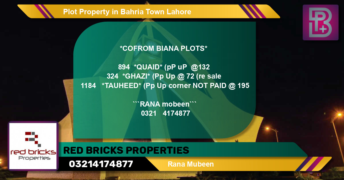 Residential Plot for Sale in Bahria Town, Lahore - (BP-74759)