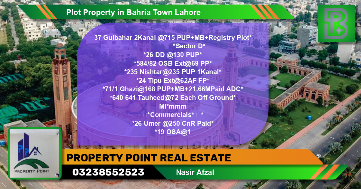 Commercial Plot for Sale in Bahria Town, Lahore - (BP-74764)
