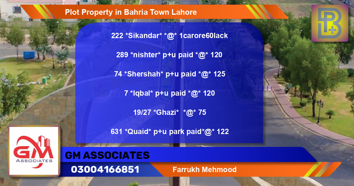 Residential Plot for Sale in Bahria Town, Lahore - (BP-74768)
