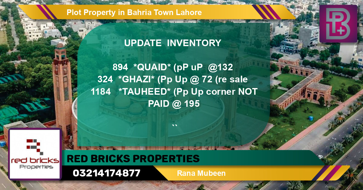 Residential Plot for Sale in Bahria Town, Lahore - (BP-74885)