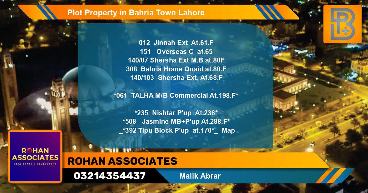 Commercial Plot for Sale in Bahria Town, Lahore - (BP-74907)