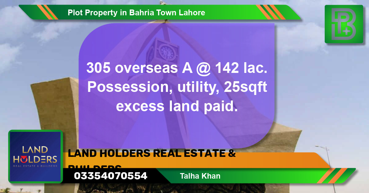 Residential Plot for Sale in Bahria Town, Lahore - (BP-74935)