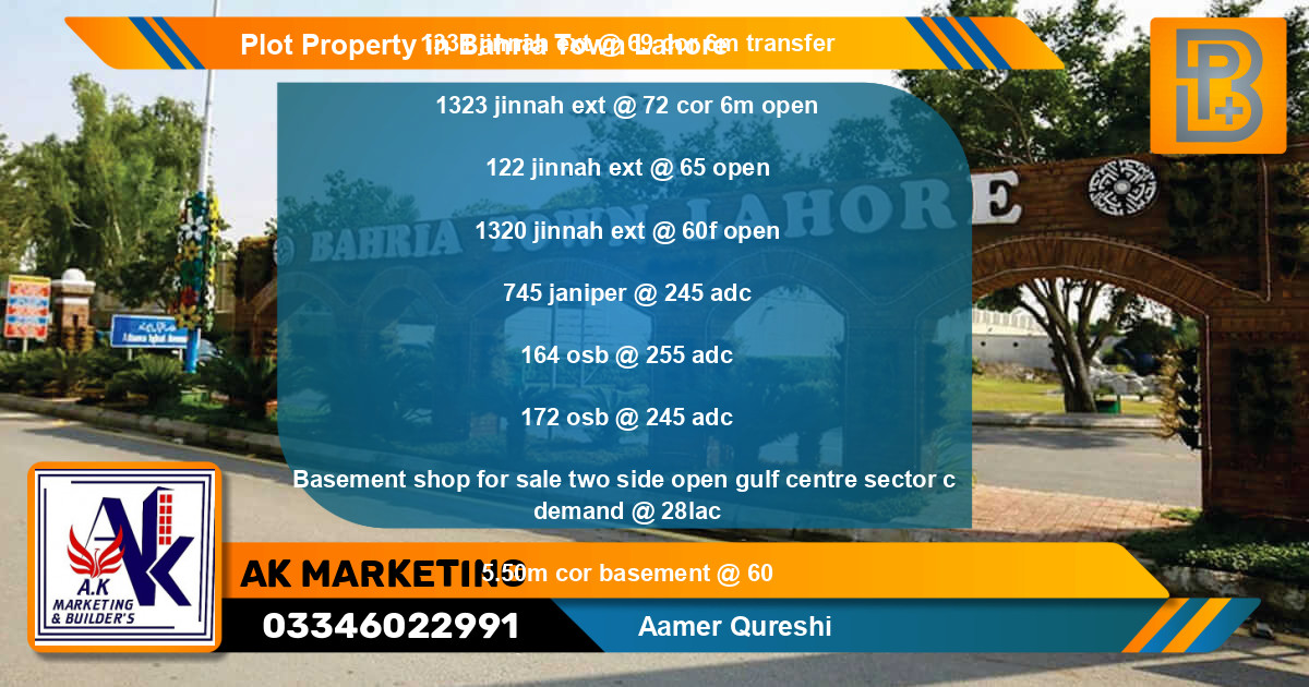 Residential Plot for Sale in Bahria Town, Lahore - (BP-74954)