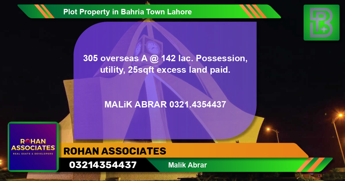 Residential Plot for Sale in Bahria Town, Lahore - (BP-74956)