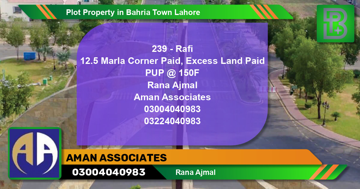 Residential Plot for Sale in Bahria Town, Lahore - (BP-74964)