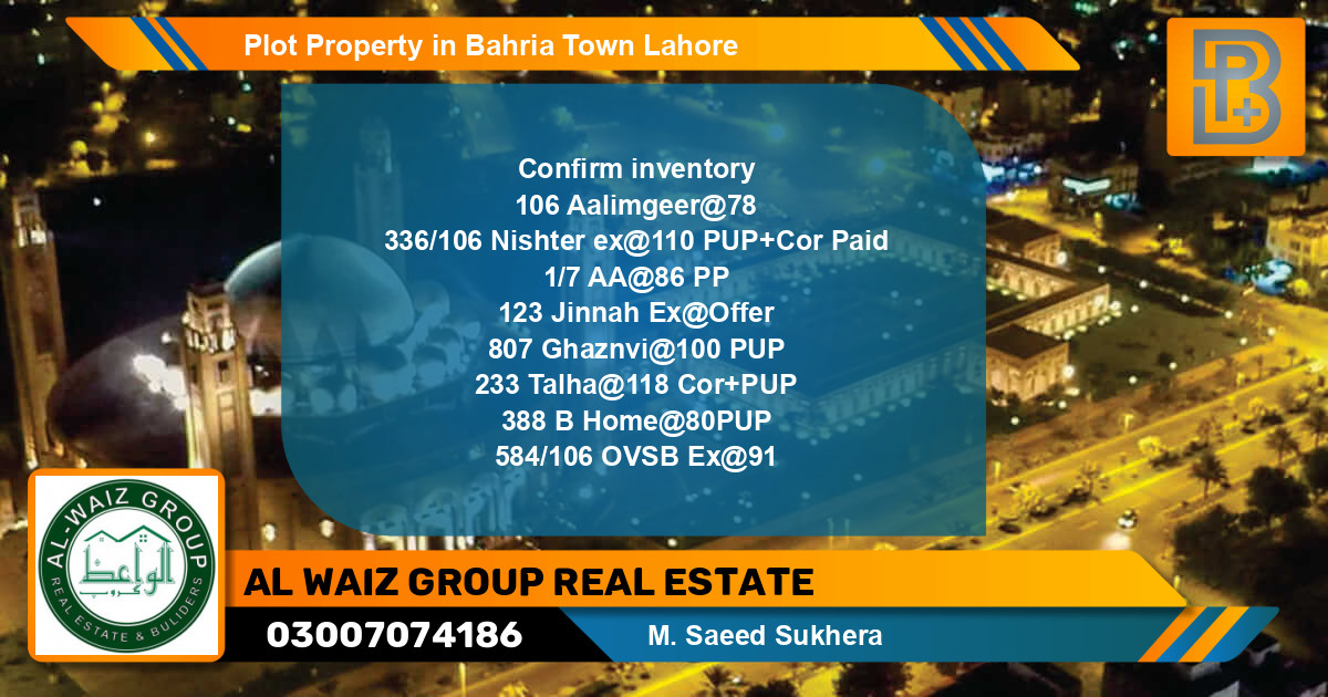 Residential Plot for Sale in Bahria Town, Lahore - (BP-74998)