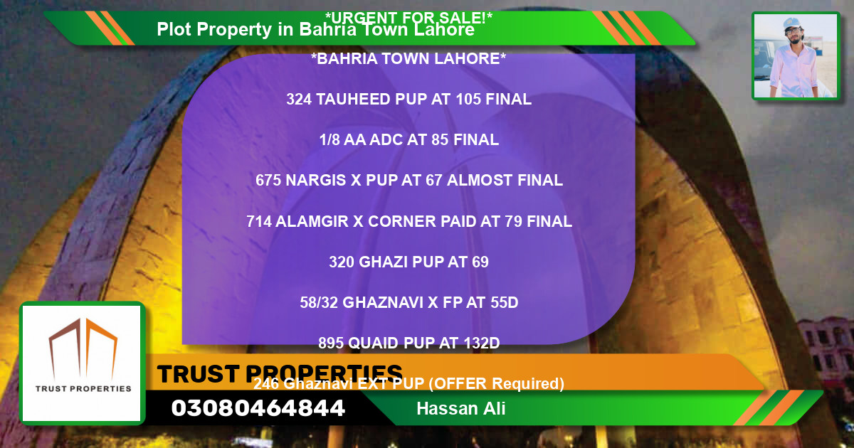 Residential Plot for Sale in Bahria Town, Lahore - (BP-75028)