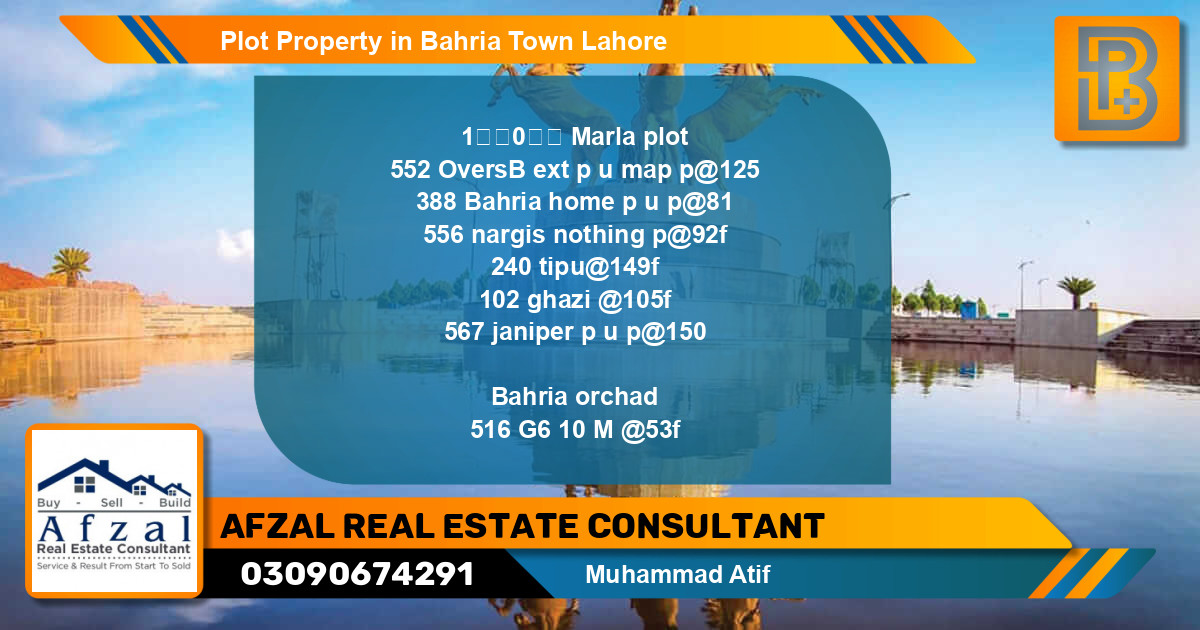 Residential Plot for Sale in Bahria Town, Lahore - (BP-75075)
