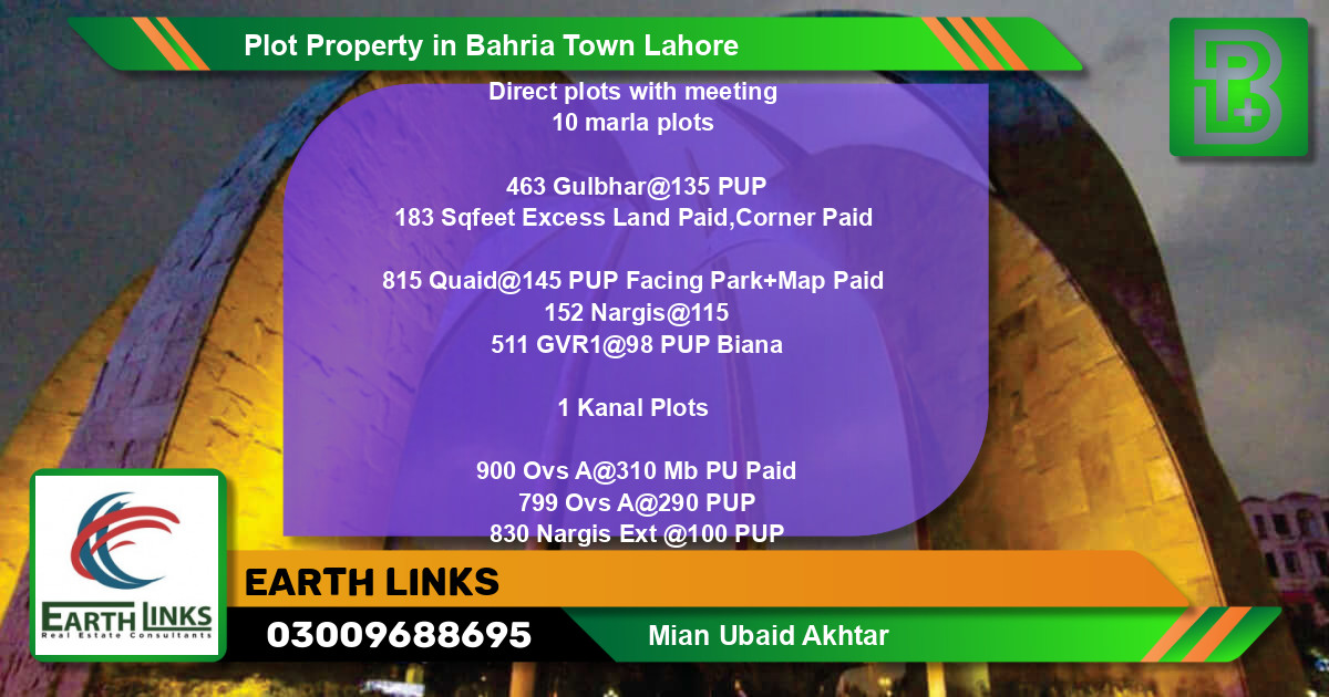 Residential Plot for Sale in Bahria Town, Lahore - (BP-75090)