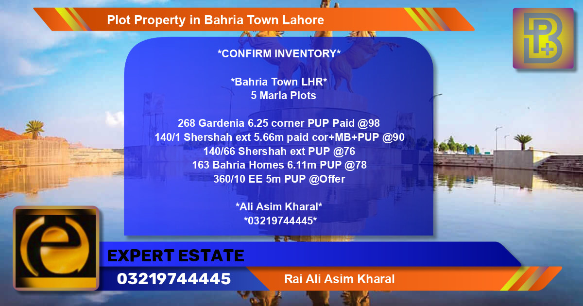 Residential Plot for Sale in Bahria Town, Lahore - (BP-75095)