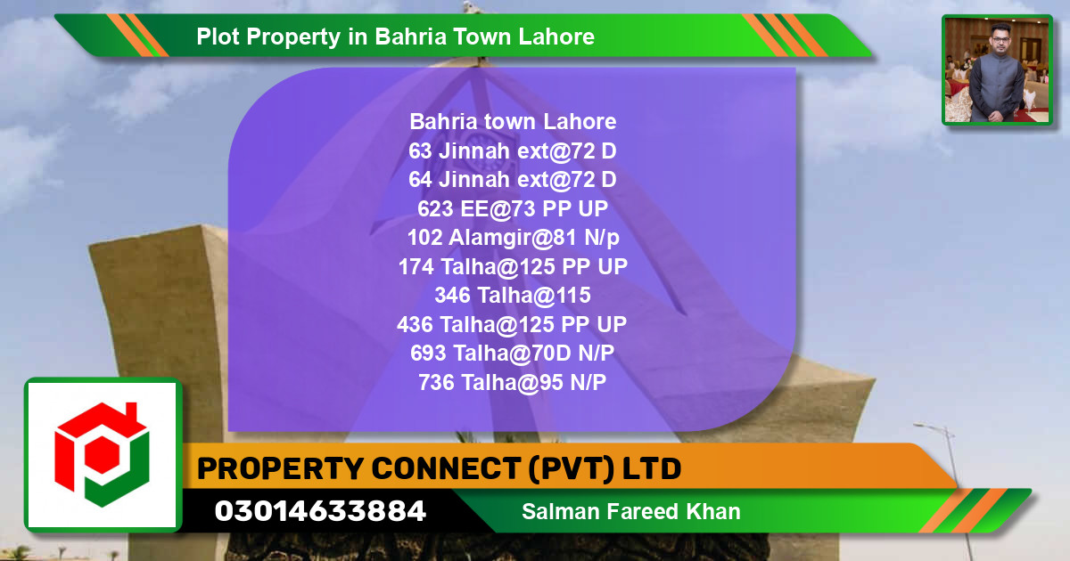 Residential Plot for Sale in Bahria Town, Lahore - (BP-75120)