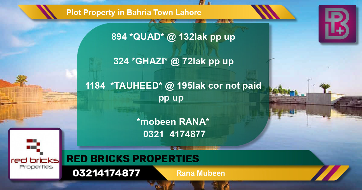 Residential Plot for Sale in Bahria Town, Lahore - (BP-75131)