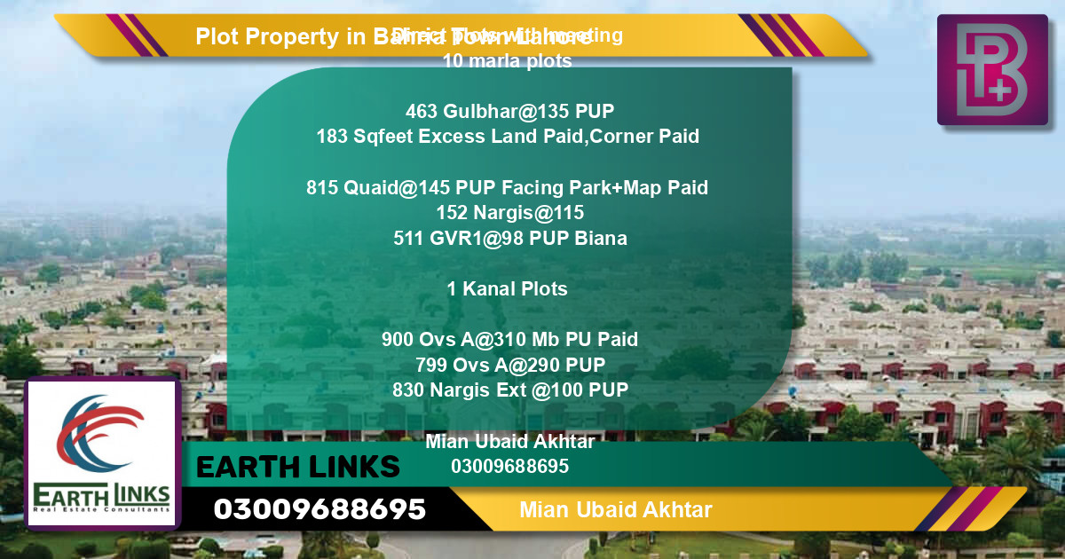 Residential Plot for Sale in Bahria Town, Lahore - (BP-75183)