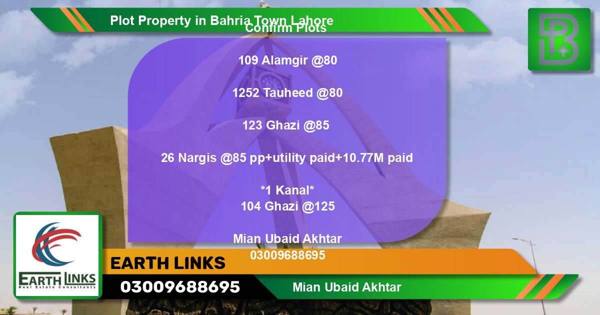 Residential Plot for Sale in Bahria Town, Lahore - (BP-75184)