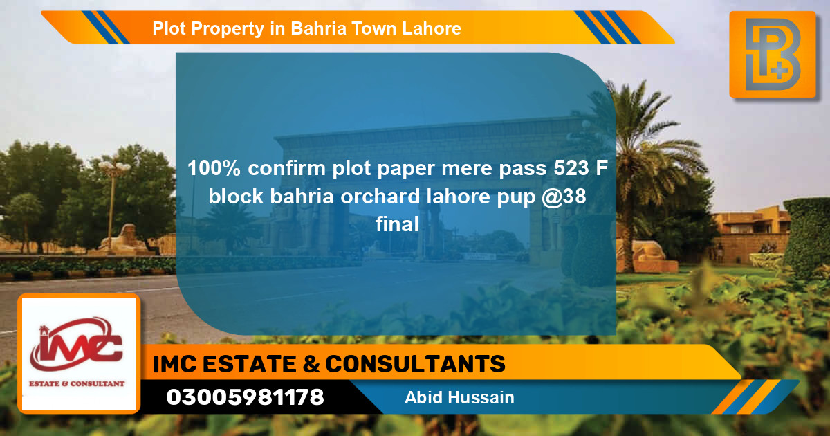 Residential Plot for Sale in Bahria Town, Lahore - (BP-75193)