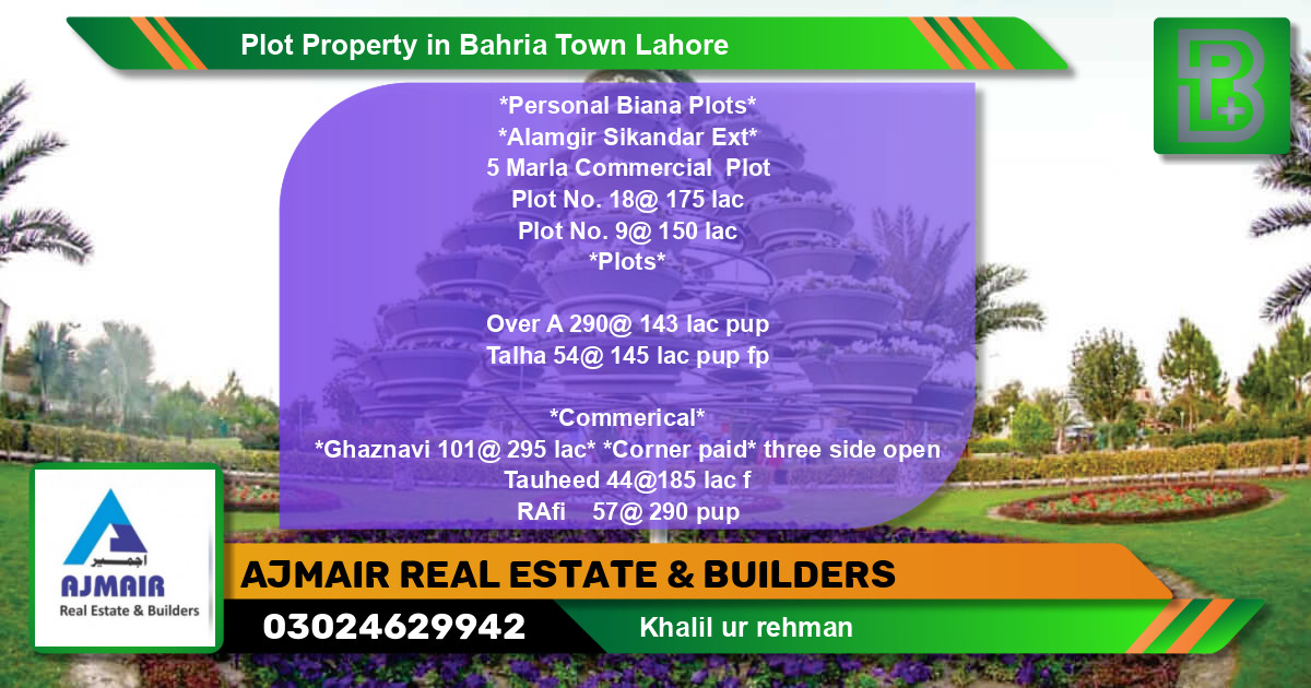 Commercial Plot for Sale in Bahria Town, Lahore - (BP-75210)