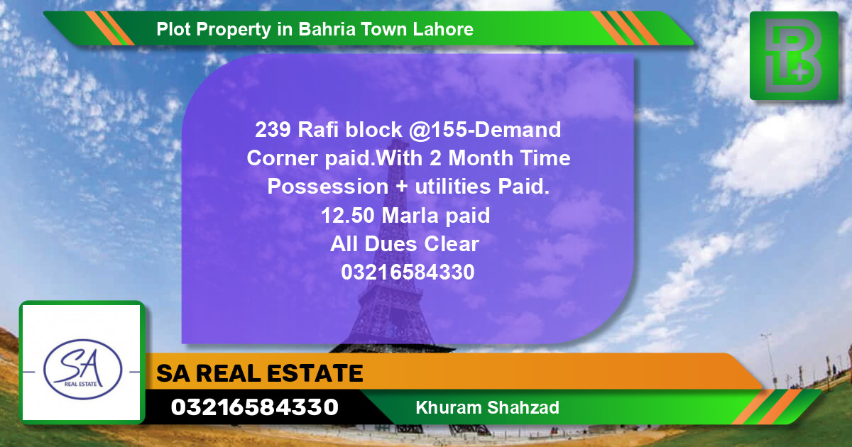 Residential Plot for Sale in Bahria Town, Lahore - (BP-75212)
