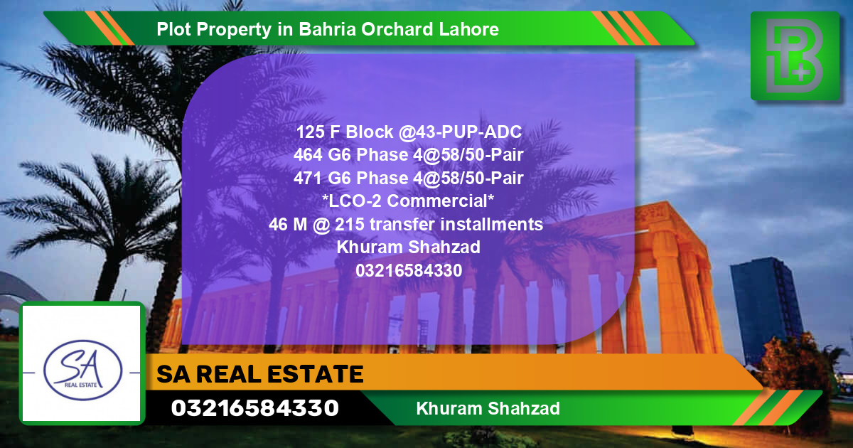 Commercial Plot for Sale in Bahria Orchard, Lahore - (BP-75213)