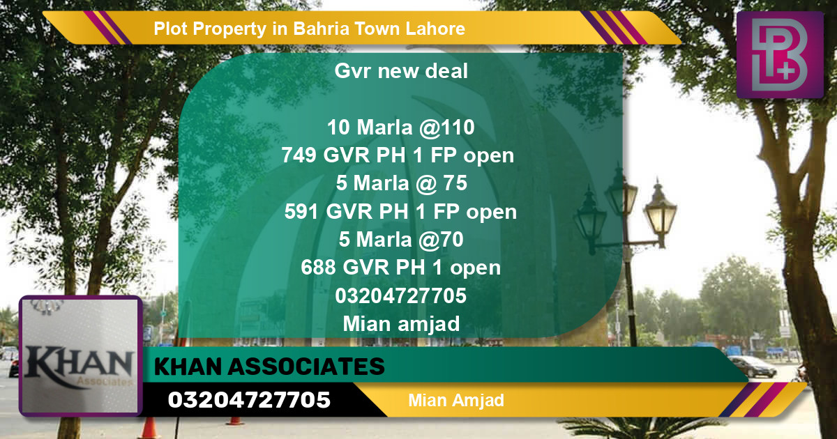 Residential Plot for Sale in Bahria Town, Lahore - (BP-75227)