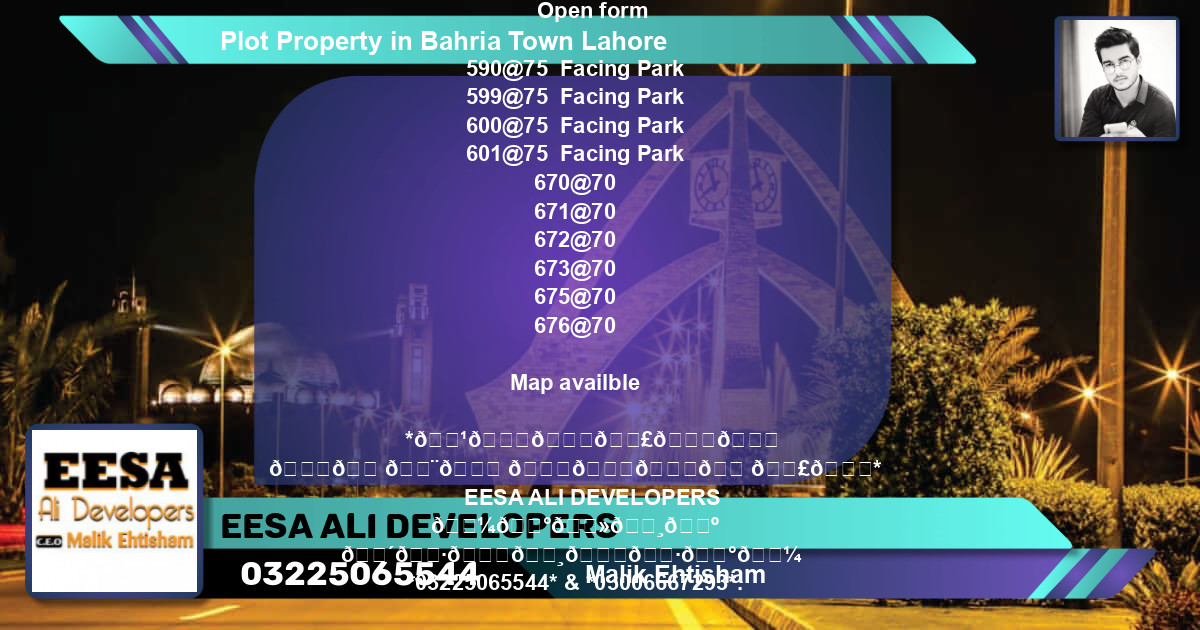Residential Plot for Sale in Bahria Town, Lahore - (BP-75228)