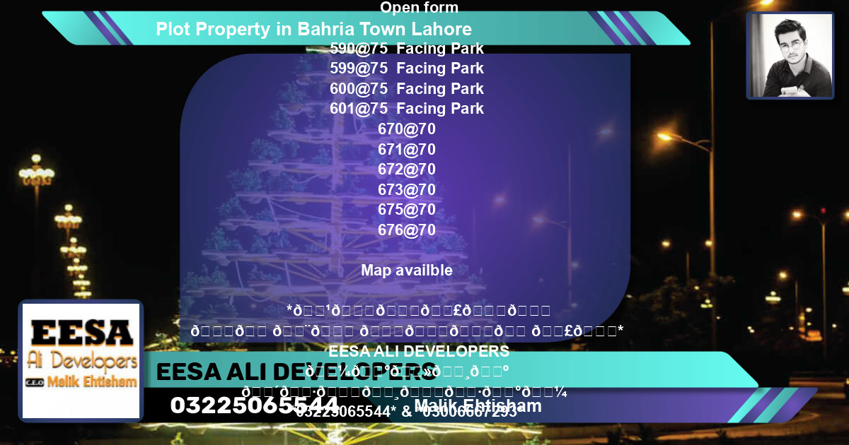 Residential Plot for Sale in Bahria Town, Lahore - (BP-75234)