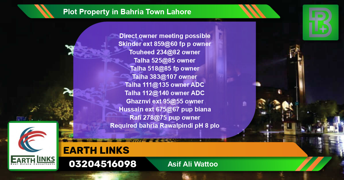 Residential Plot for Sale in Bahria Town, Lahore - (BP-75239)