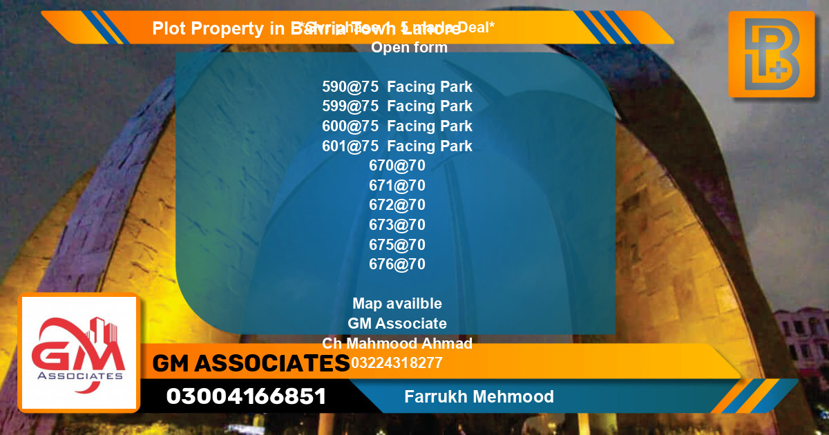Residential Plot for Sale in Golf Phase 1 -  Bahria Town, Lahore - (BP-75240)