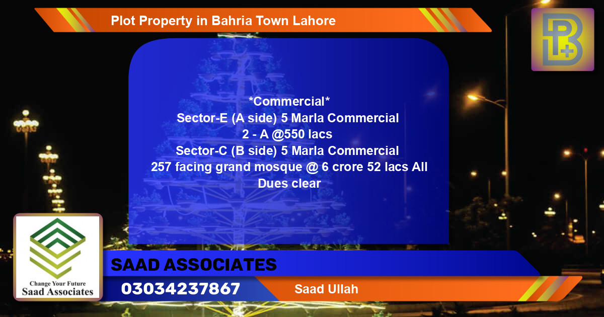 Commercial Plot for Sale in Bahria Town, Lahore - (BP-75281)