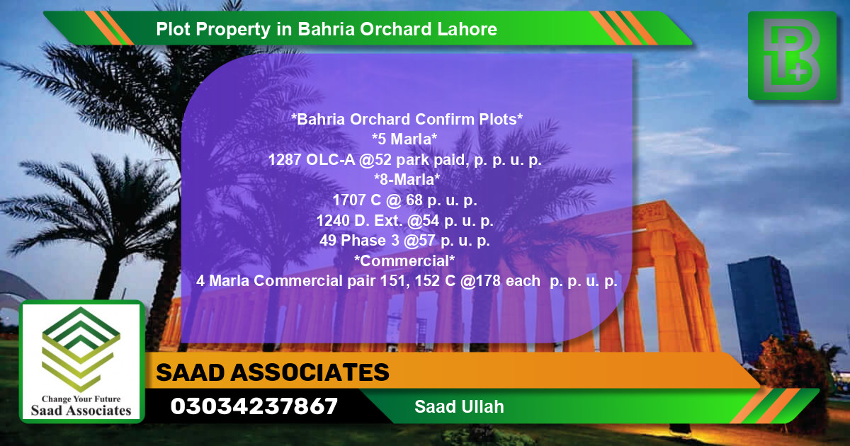 Commercial Plot for Sale in Bahria Orchard, Lahore - (BP-75282)