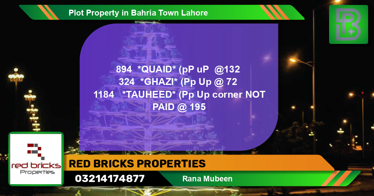 Residential Plot for Sale in Bahria Town, Lahore - (BP-75289)