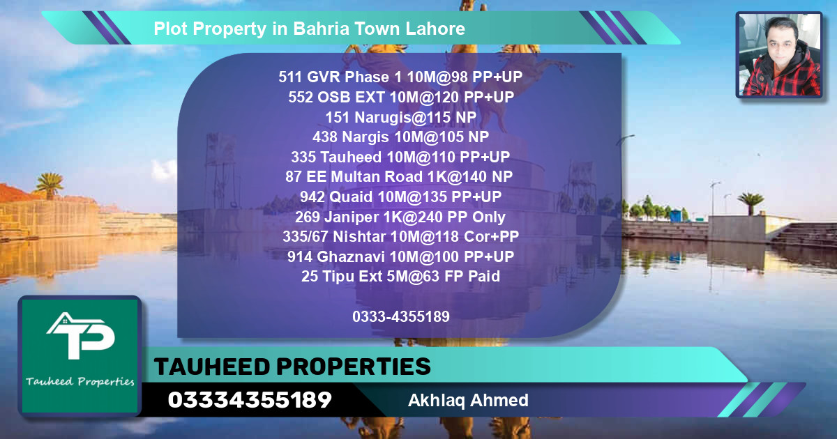 Residential Plot for Sale in Bahria Town, Lahore - (BP-75317)
