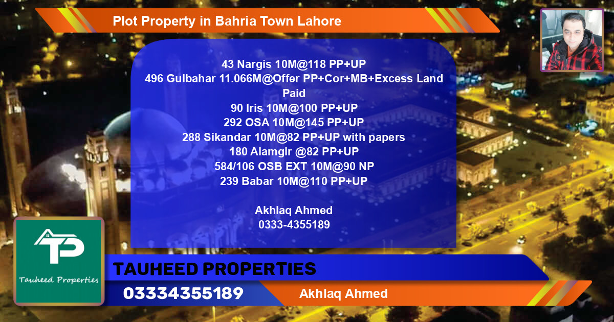 Residential Plot for Sale in Bahria Town, Lahore - (BP-75320)
