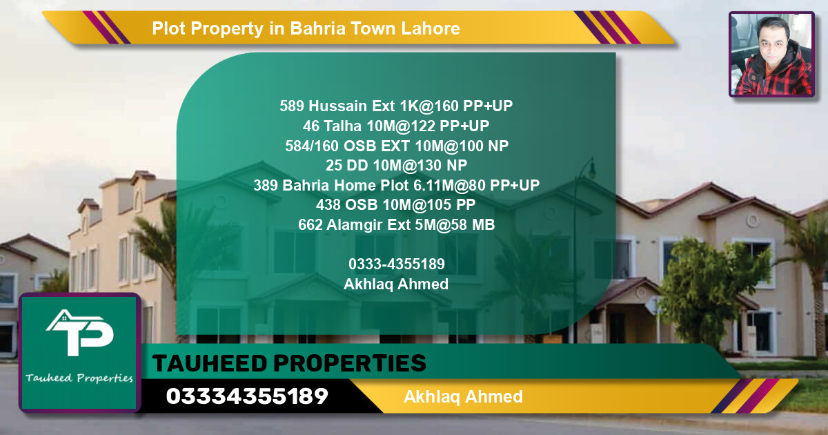 Residential Plot for Sale in Bahria Town, Lahore - (BP-75325)