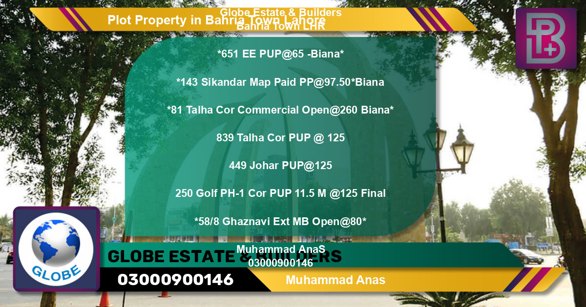 Commercial Plot for Sale in Bahria Town, Lahore - (BP-75331)