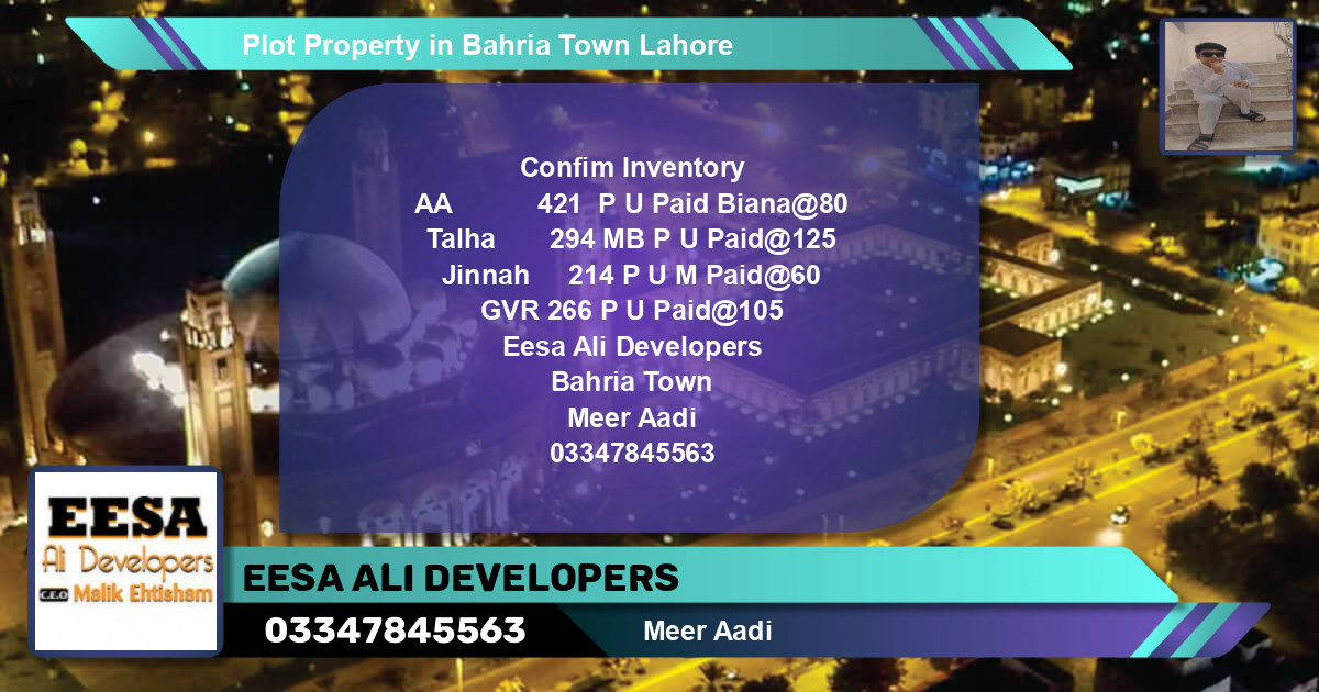 Residential Plot for Sale in Bahria Town, Lahore - (BP-75339)