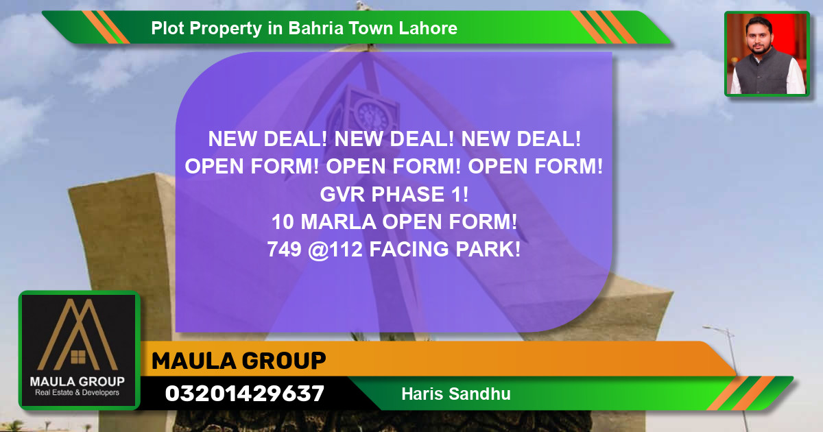 Residential Plot for Sale in Bahria Town, Lahore - (BP-75385)