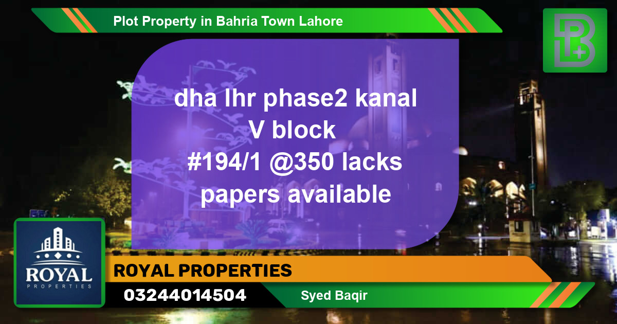 Residential Plot for Sale in Bahria Town, Lahore - (BP-75399)