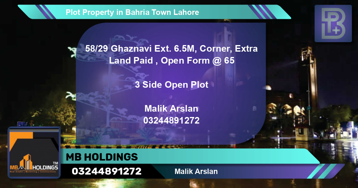 Residential Plot for Sale in Bahria Town, Lahore - (BP-75406)