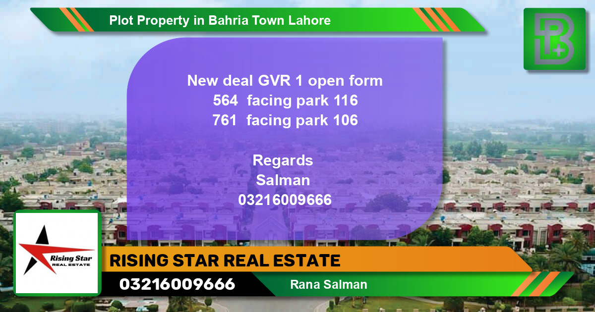 Residential Plot for Sale in Bahria Town, Lahore - (BP-75419)