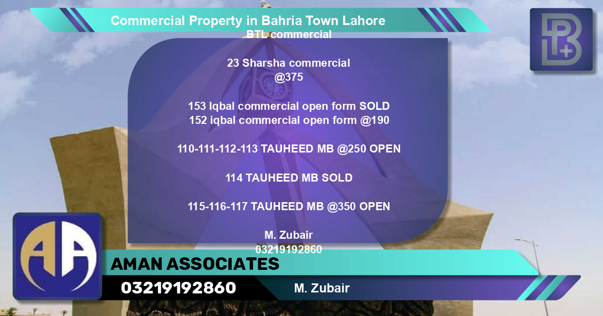 Commercial Property for Sale in Bahria Town, Lahore - (BP-75421)