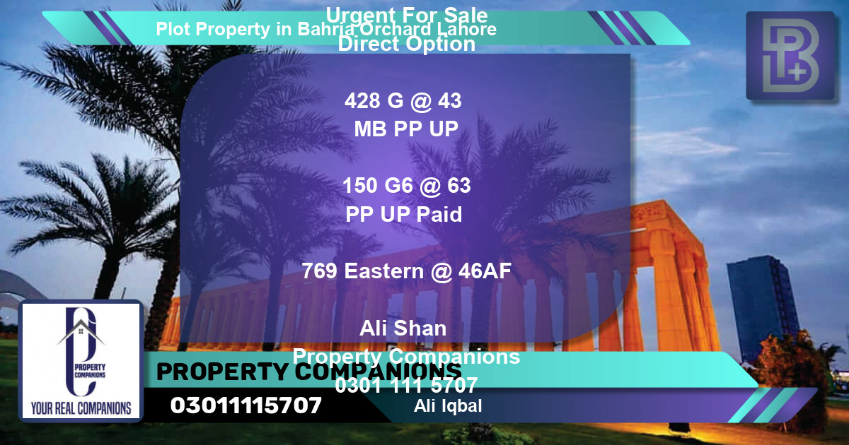 Residential Plot for Sale in Bahria Orchard, Lahore - (BP-75443)