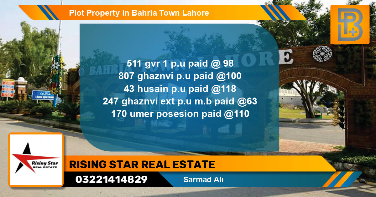 Residential Plot for Sale in Bahria Town, Lahore - (BP-75453)